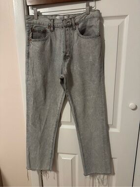 MNG Denim Havana Straight Leg Jeans – Women’s US 4 – Light Gray Acid Wash – Raw